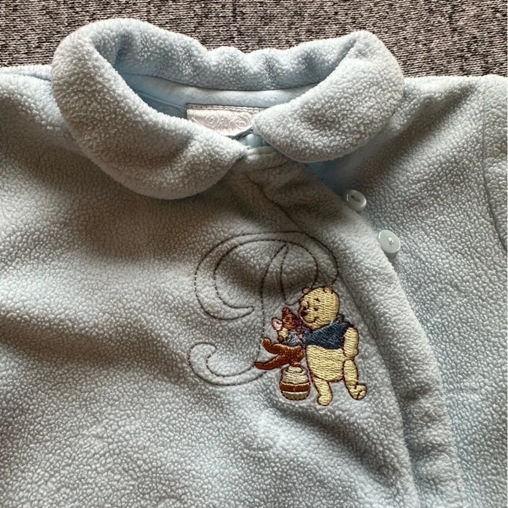 🌟3/$20🌟 Disney Winnie the Pooh Baby Fleece Zip Front Footie Pajamas Size 9 month